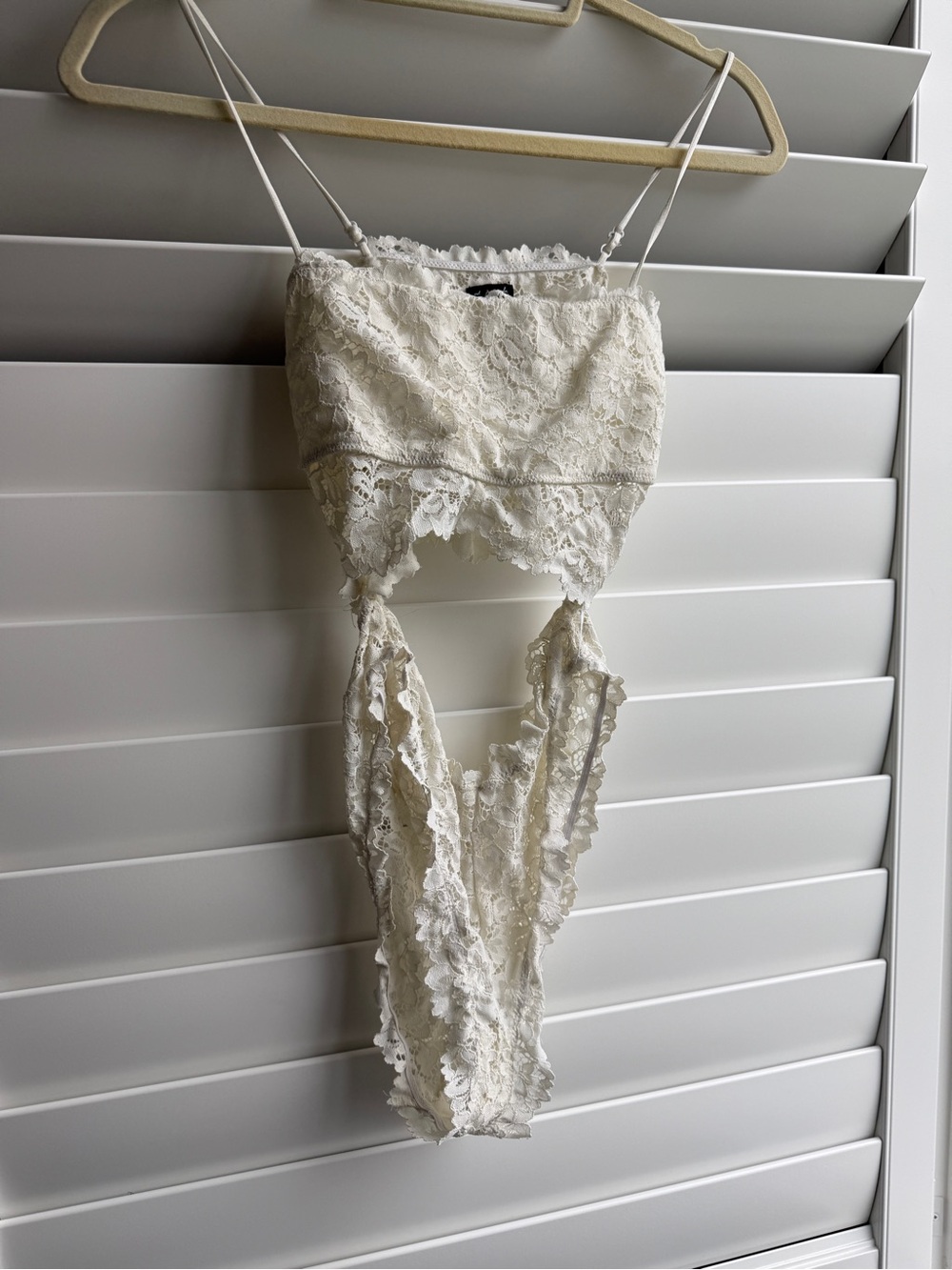 Urban Outfitters Cream Lace Cutout Teddy